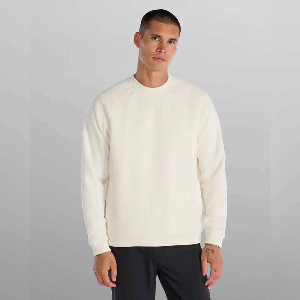 BYLT Heavyweight Waffle Crewneck - White